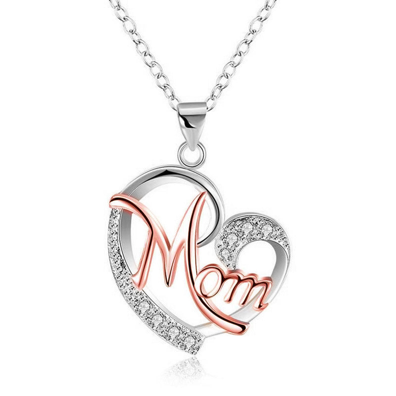 Wholesale Mother's Day Heart Shape Diamond Alloy Necklaces